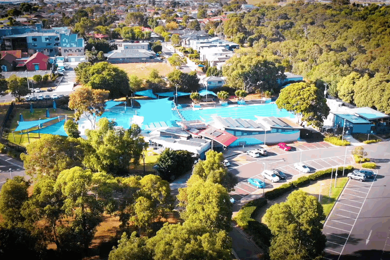Aerial view of Werribee Outdoor Pool in Wyndham